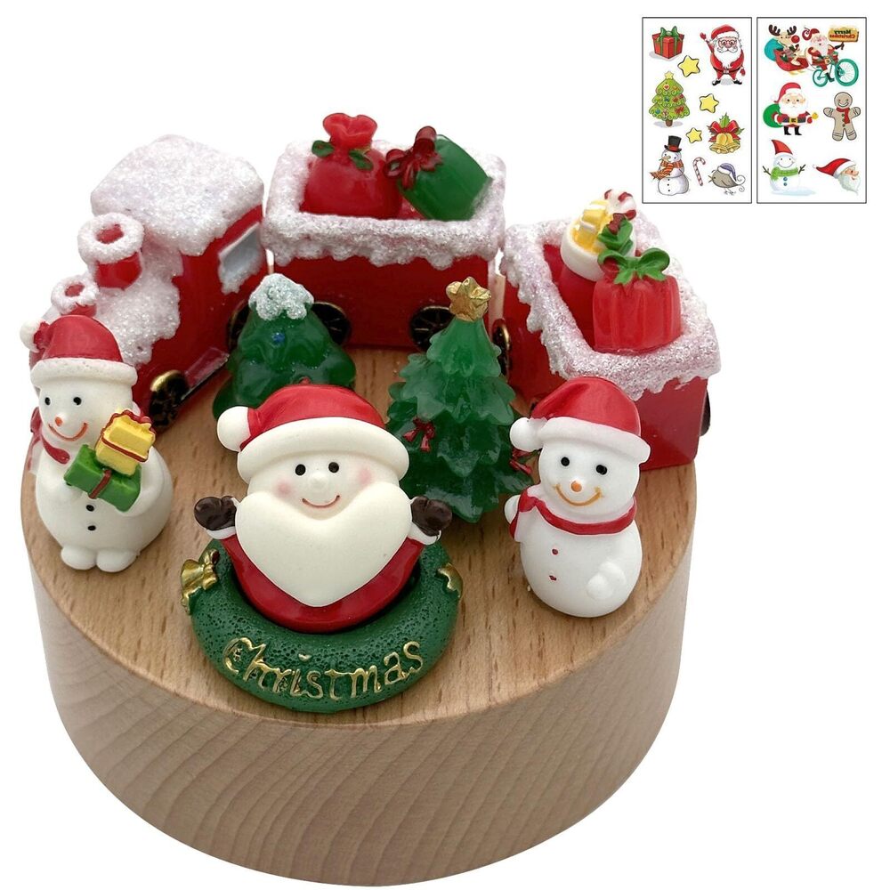 7841 Rotating Wood Music Box -We Wish You a Merry Christmas, 12pcs